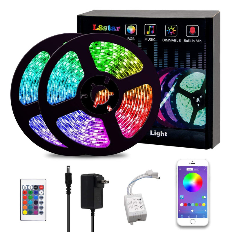 [AUSTRALIA] - L8star LED Color Changing Rope 32.8ft(10m) SMD 5050 Light Strips with Bluetooth Controller Sync to Music Apply for TV, Bedroom, Party and Home Decoration, Rgb+white 