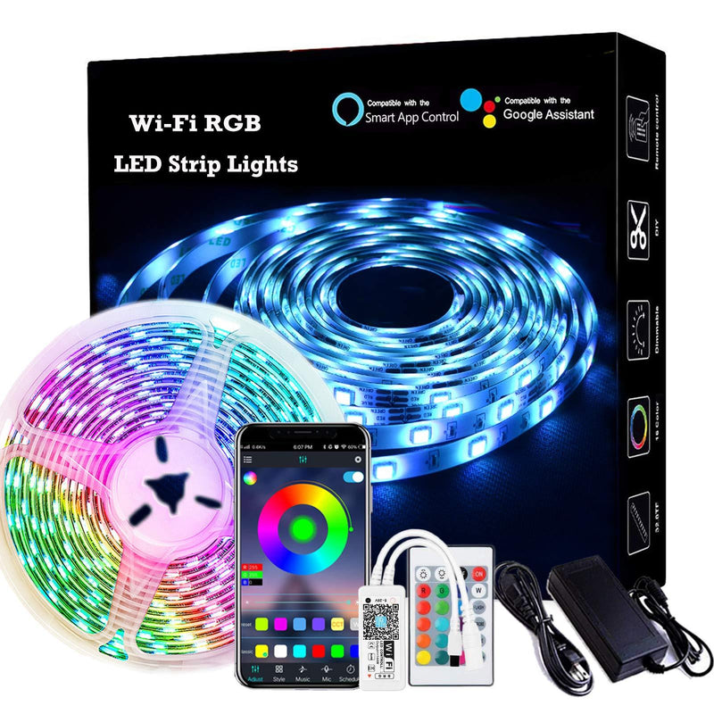 [AUSTRALIA] - LED Strip Lights WiFi Wireless Smart Phone APP Controlled Sync to Music 5M 16.4ft Waterproof RGB Light Strips Kit 5050 LED Lights Compatible with Alexa,Google Home,IFTTT 