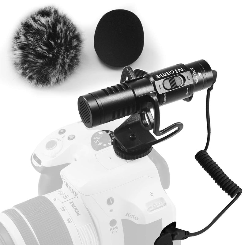 Nicama SGM8 Camera Shotgun Microphone, External Video Mic with Shock Mount 1 Windscreen Muff Compatible with iPhone Android Smartphones Vlogging Interview, DSLR Cameras Canon Nikon Sony Camcorders