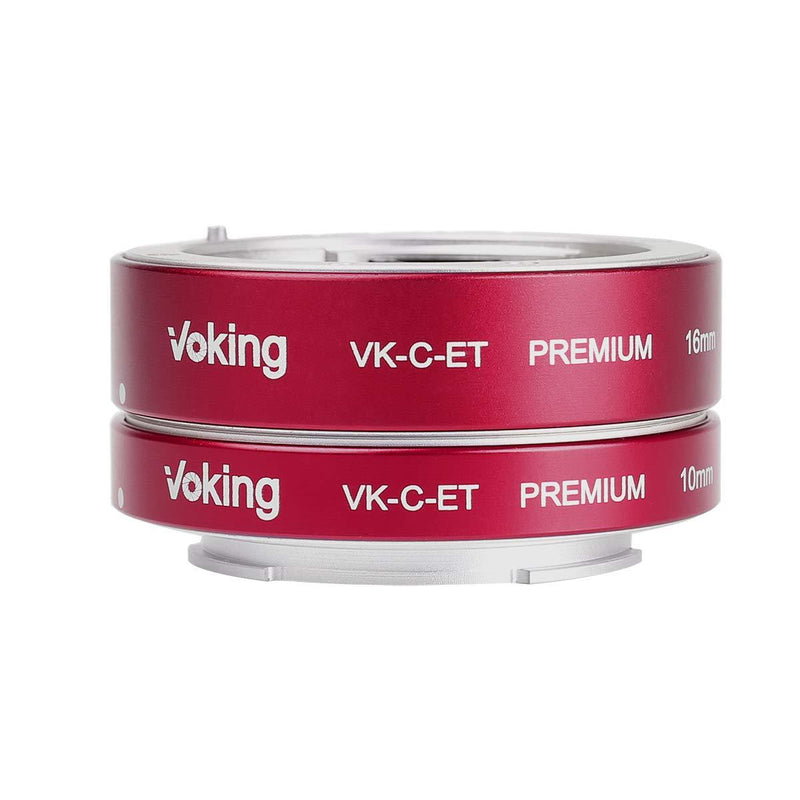 Voking VK-C-ET 10mm+16mm Metal AF Auto Focus Macro Extension Tube Adapter Ring Kit for Canon Mirrorless M2 M3 M5 M6 M10 M50 M100 M200 M6 Mark II EOS-M Cameras Red