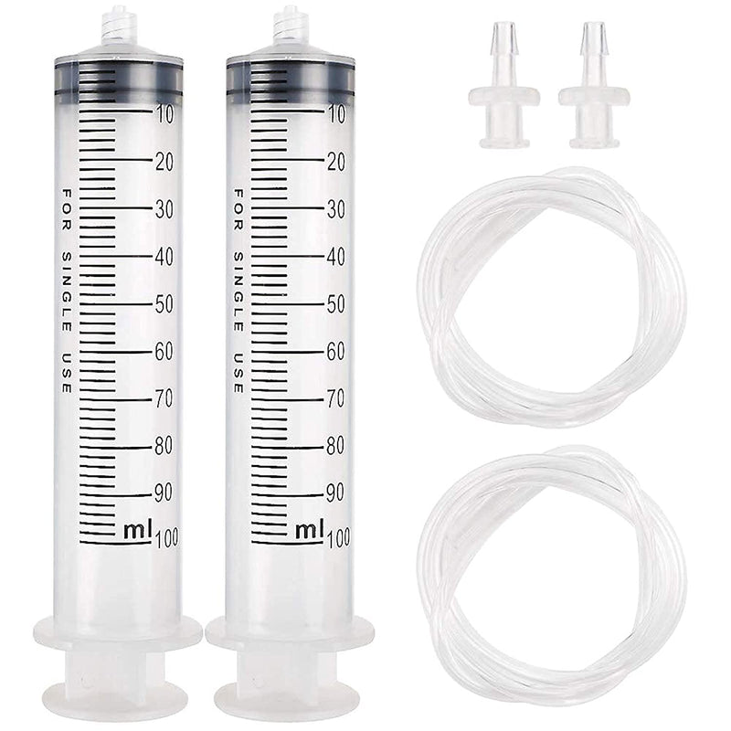 [AUSTRALIA] - DEPEPE 2pcs 100ml Large Plastic Syringe with 2pcs 47in Handy Plastic Tubing and Luer Connections for Scientific Labs, Measuring, Watering, Refilling, Filtration, Feeding 