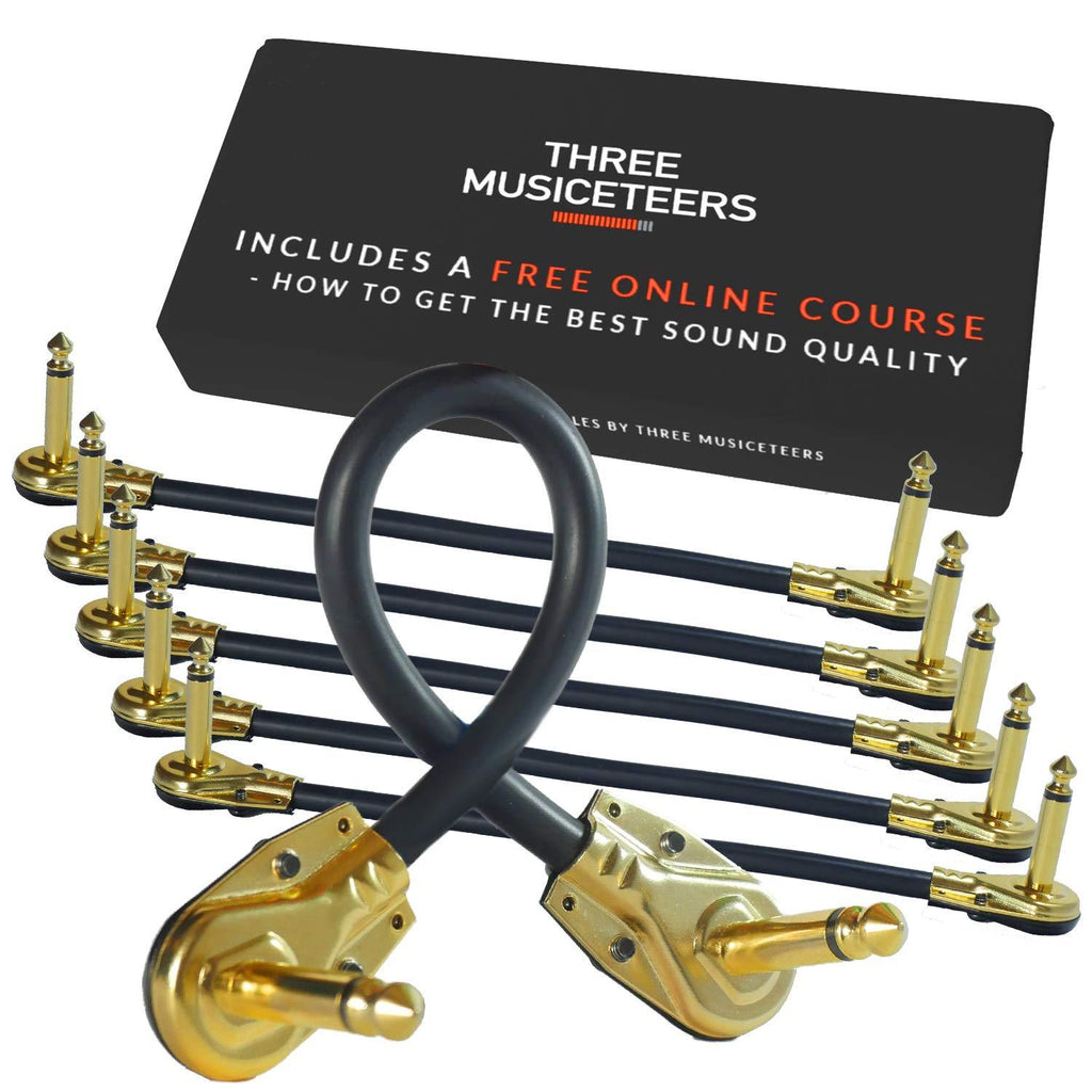 Guitar Patch Cables 6 Inch [6 Pack] | Pedal Cable Kit | Best for Instrument Effects and Pedal Boards | Gold Plated Pedal Patch Cable Set by The Three Musiceteers