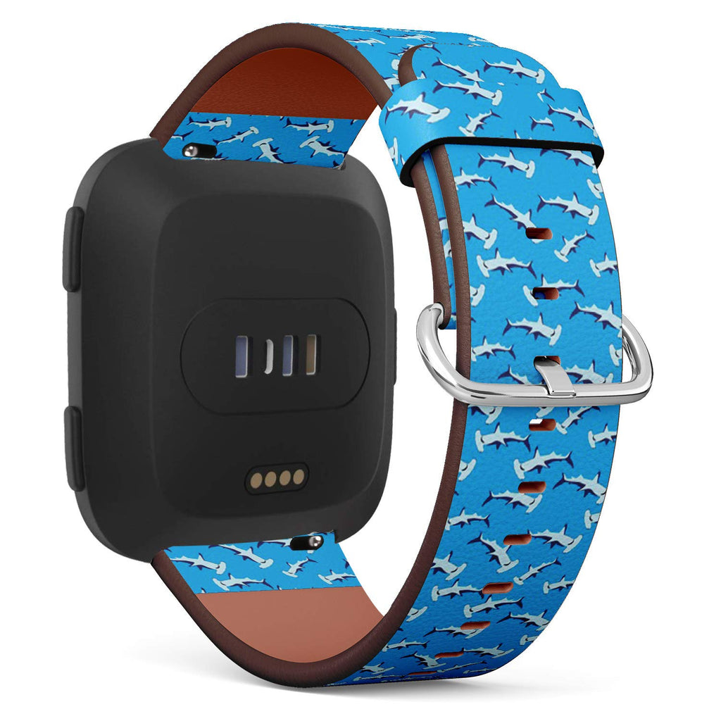 Compatible with Fitbit Versa, Versa 2, Versa Lite - Quick Release Leather Wristband Bracelet Replacement Accessory Band - Sharks Hammer
