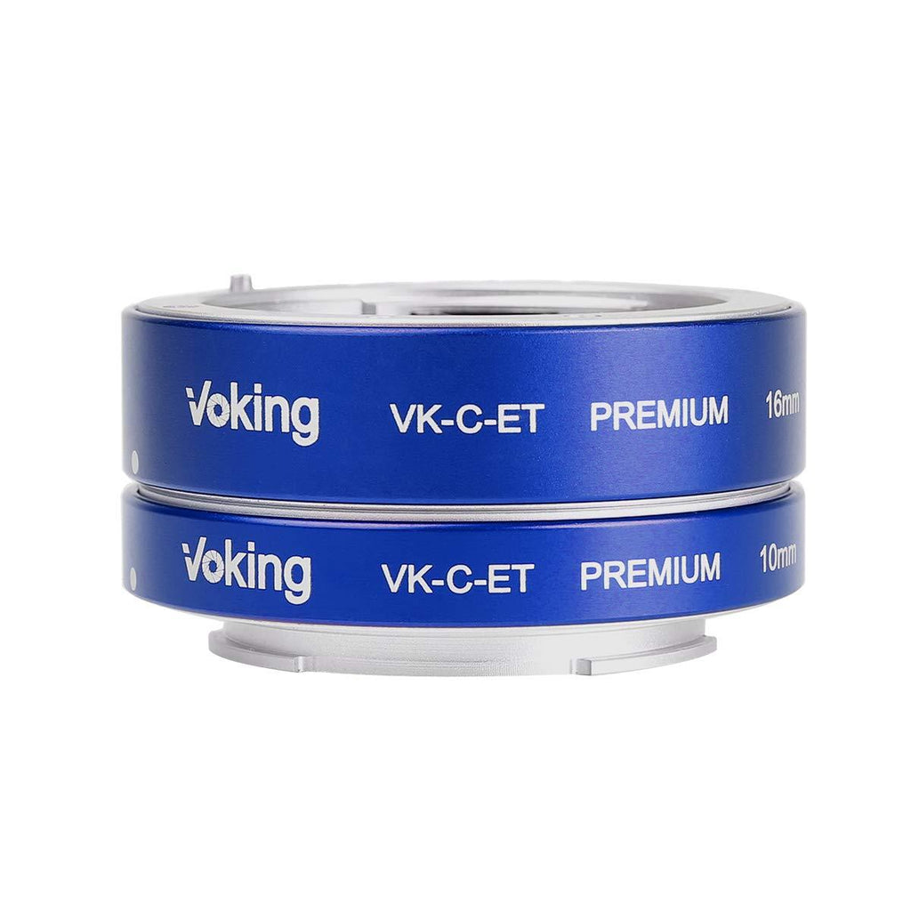 Voking VK-C-ET 10mm+16mm Metal AF Auto Focus Macro Close-up Extension Tube Adapter Ring Kit for Canon Mirrorless Canon M2 M3 M5 M6 M10 M50 M100 M200 M6 Mark II EOS-M Cameras Blue