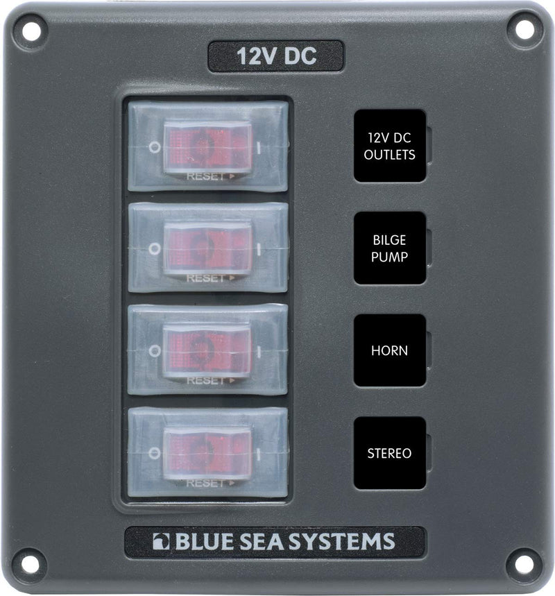 Blue Sea Systems 4320-BSS Panel Switch H2O CB 4POS Gray 4 Positions
