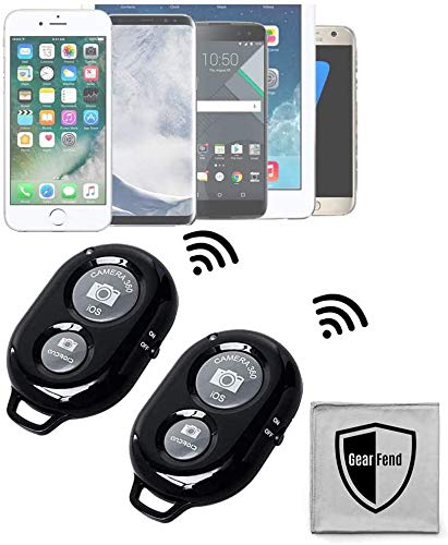 GearFend 2 Pack Wireless Remote Control for All iPhones, Ipads Samsung Galaxy, and Many Other Smartphones and Tablets Plus Microfiber Cleaning Cloth