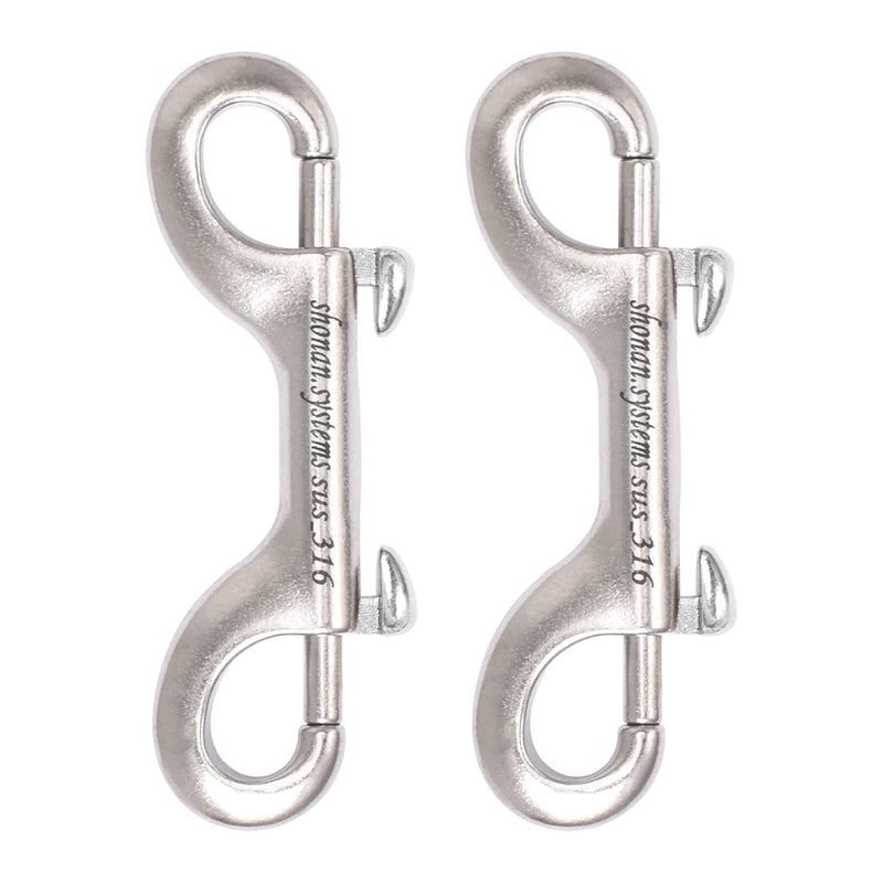 [AUSTRALIA] - SHONAN Double Ended Bolt Snap Hooks, 2 Pack Heavy Duty Stainless Steel 316 Double Ended Trigger Snaps, 3.5 Inch Marine Grade Metal Clips for Diving, Dog Leash, Key Chain, Horse Tack, Feed Buckets 3.5 Inch, 2 Pack, Double Ended 