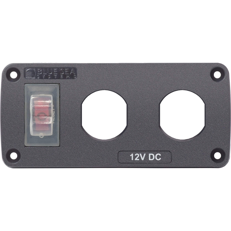 Blue Sea Systems 4364-BSS Panel Acc H2O 2 Socket Blank , Black