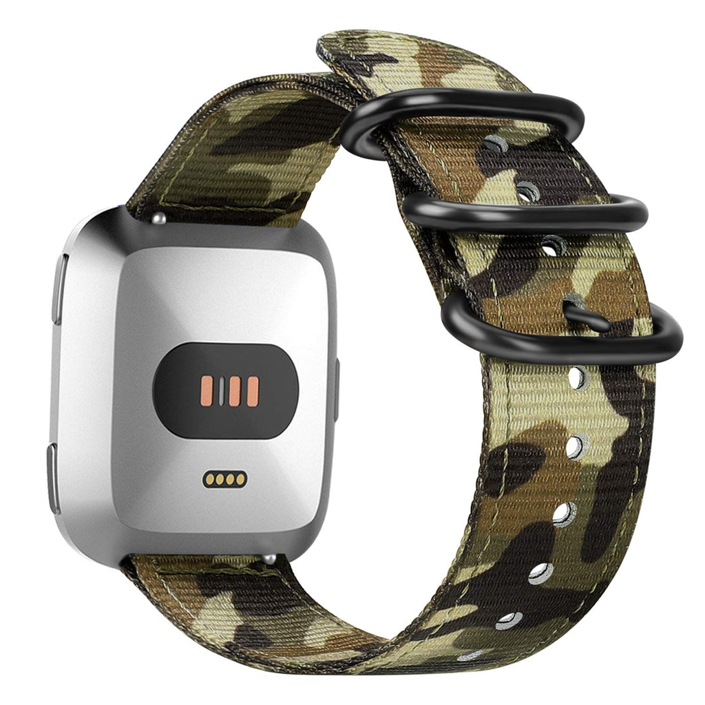 Fintie Bands Compatible with Fitbit Versa 2 / Versa/Versa Lite Edition, Soft Nylon Replacement Strap Wristband Accessories Compatible with Fitbit Versa Smart Watch - Camo