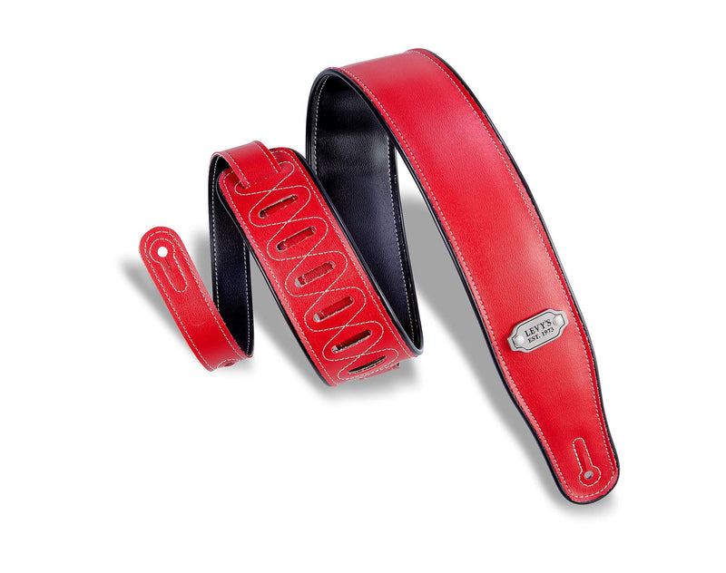 Levy's Leathers 2.75" Vinyl Guitar Strap Reversible Vinyl Design; Black, Red, and Black (M26VP-RED_BLK) Black, Red, Black