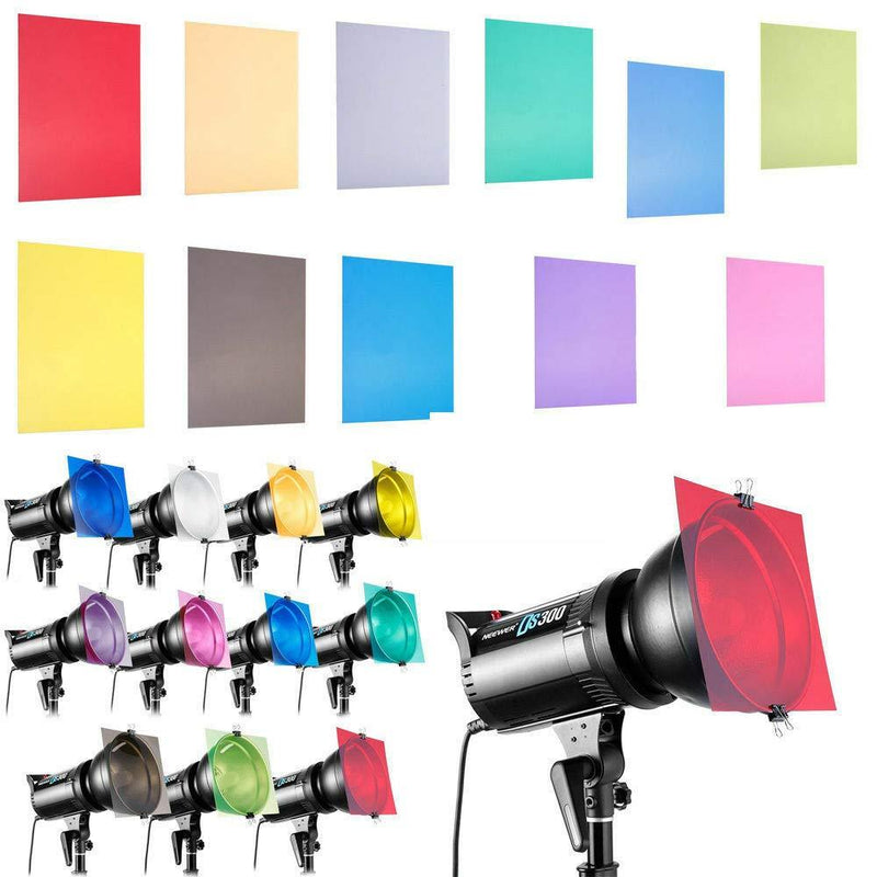 FocusFoto 12"x12"/30x30cm Transparent 11 Colors Correction Lighting Gel Filter Sheets Set for Video Camera Photography Studio Strobe Light Flash Speedlite … 11-Colors