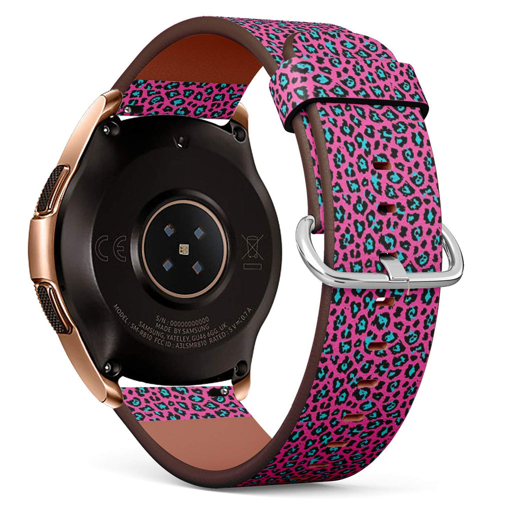 Compatible with Samsung Galaxy Watch (42mm) - Leather Watch Wrist Band Strap Bracelet with Quick-Release Pins (Leopard Cheetah)