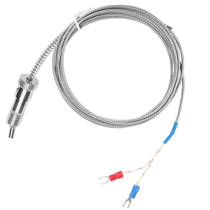 K-Type Thermocouple, Walfront Bayonet Compression Spring Type K Thermocouple Temperature Sensor Probe Temperature Gauge 0-400℃ 1m/2m/3m/4m/5m Wire (Optional)(5 m)