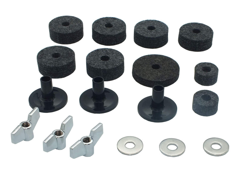 18 Pieces Cymbal Replacement Accessories Cymbal Felts Hi-Hat Clutch Felt Hi Hat Cup Cymbal Stand Sleeves Cymbal Felts with Cymbal Washer & Base Wing Nuts