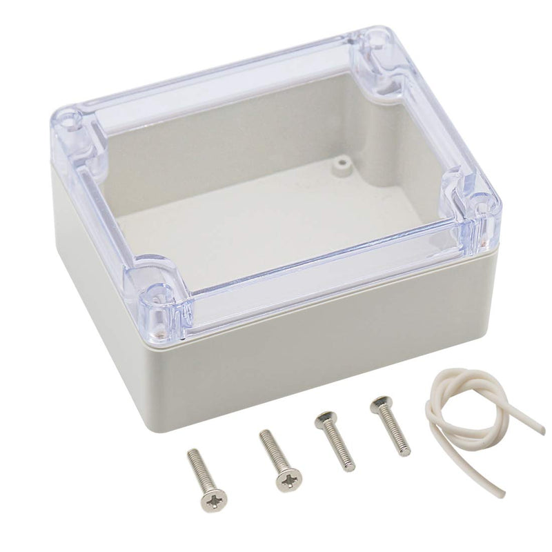 Zulkit Junction Box ABS Plastic Dustproof Waterproof IP65 Universal Electrical Boxes Project Enclosure Grey with Clear Cover 4.5 x 3.5 x 2.2 inch (115 x 90 x 55mm) 4.5"x3.5"x2.2"