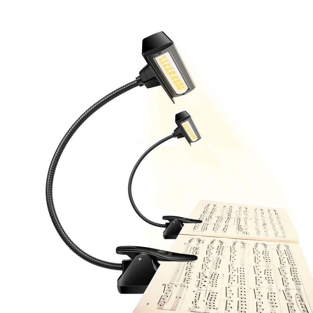 2 Pack Professional 3000K-6000K Super Bright 19 LED Music Stand Light, Clip On Orchestra Piano Lights, 9 Levels Dimmable, Rechargeable. Perfect for Piano, Orchestra, DJ & Craft. USB Cable Incl.