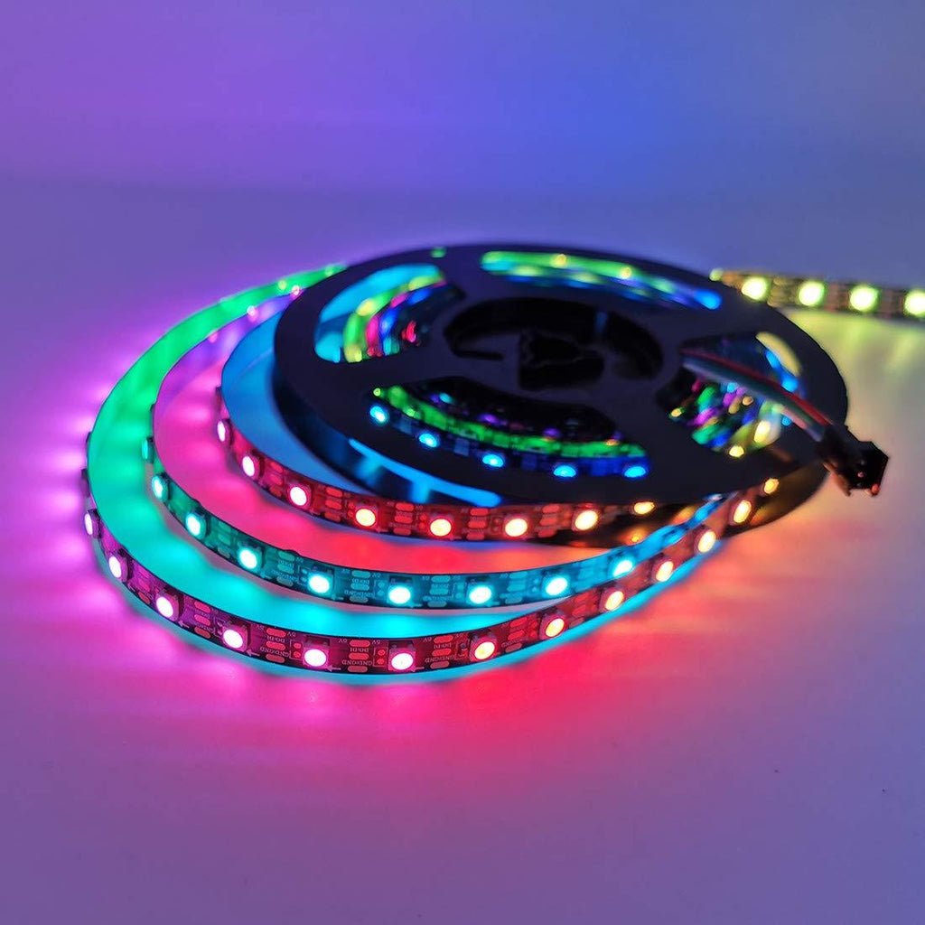 JOYLIT WS2812B Individually Addressable RGB LED Strip Light 16.4ft 300 Pixels 5050 SMD, DC 5V Digital Programmable Dreamcolor Chasing Tape Light Compatible with Arduino, Raspberry Pi ( Black PCB ) IP33-300LEDs/16.4ft