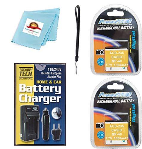 Two LB060 Batteries + Charger + Cloth + Strap Kit for Kodak PIXPRO AZ522, AZ521, AZ501, AZ421, AZ361, AZ362,