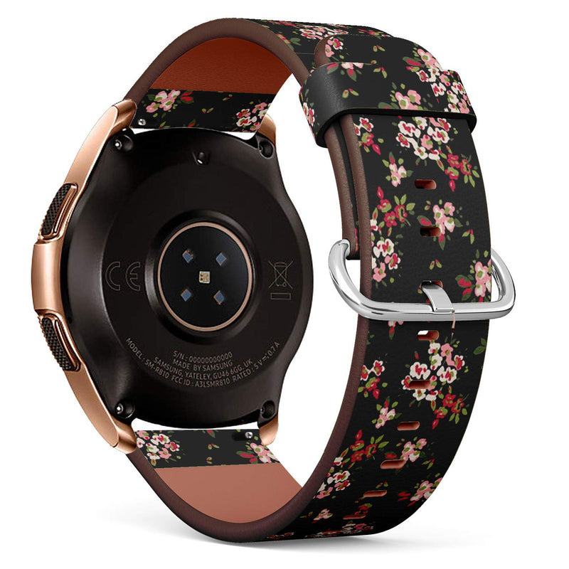 Compatible with Samsung Galaxy Watch (42mm) - Leather Watch Wrist Band Strap Bracelet with Quick-Release Pins (Vintage Floral Garden)