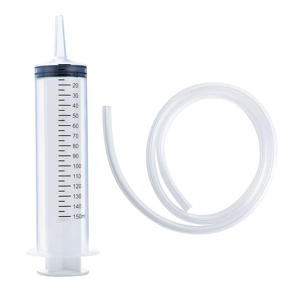 150ml Syringe with 27.6-Inch Tubing, Large Plastic Syringe for Scientific Labs, Nutrient Measuring, Watering, Refilling