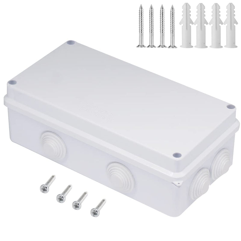 Zulkit Junction Box ABS Plastic Dustproof Waterproof IP65 Universal Electrical Boxes Project Enclosure White 7.9 x 3.9 x 2.8 inch (200 x 100 x 70mm) 7.9" x 3.9" x 2.8" With Holes