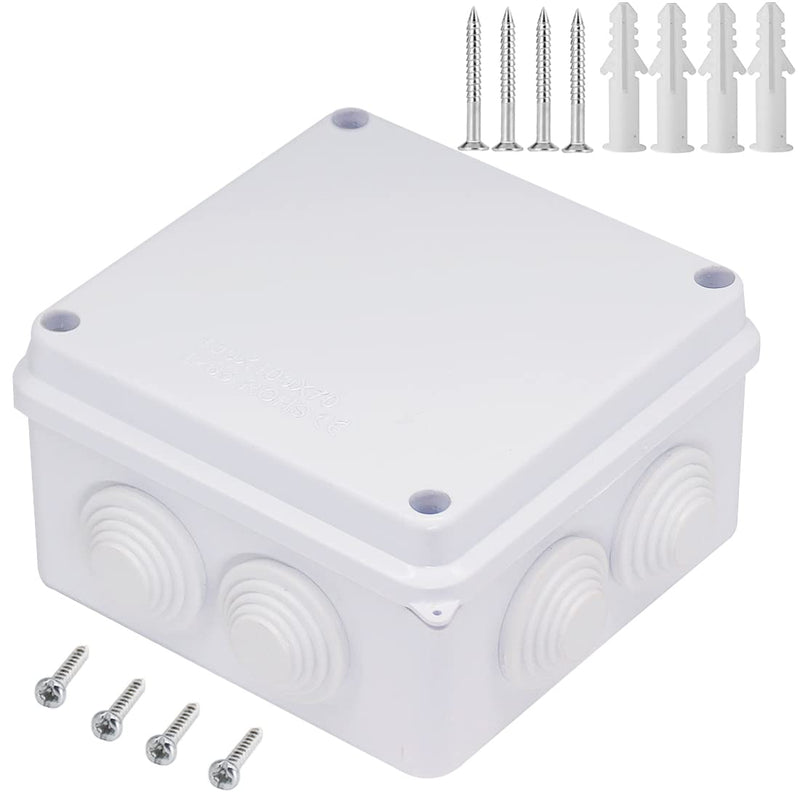 [AUSTRALIA] - Junction Box, Zulkit ABS Plastic Dustproof Waterproof IP65 Universal Electrical Boxes Project Enclosure White 3.9 x 3.9 x 2.8 inch(100 x 100 x 70mm) 3.9" x 3.9" x 2.8" With Holes 