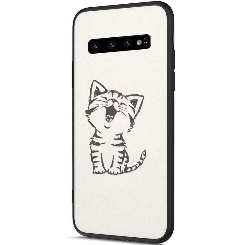 Galaxy S10 Plus Case,Galaxy S10 Plus Cover,Ultra Thin Scrub Embossed Painting Plastic Soft TPU Silicone Rubber Bumper Back Protective Case Cover for Samsung Galaxy S10 Plus,Smiley Cat Smiley Cat