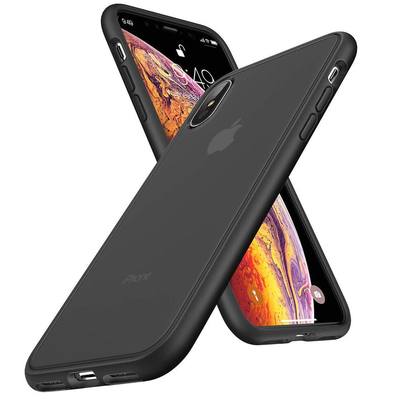 Humixx Shockproof Series iPhone Xs Case/iPhone X Case, [Military Grade Drop Tested] [Upgrading Materials] Translucent Matte Case with Soft Edges, Shockproof and Anti-Drop Protection Case-Black A-Black