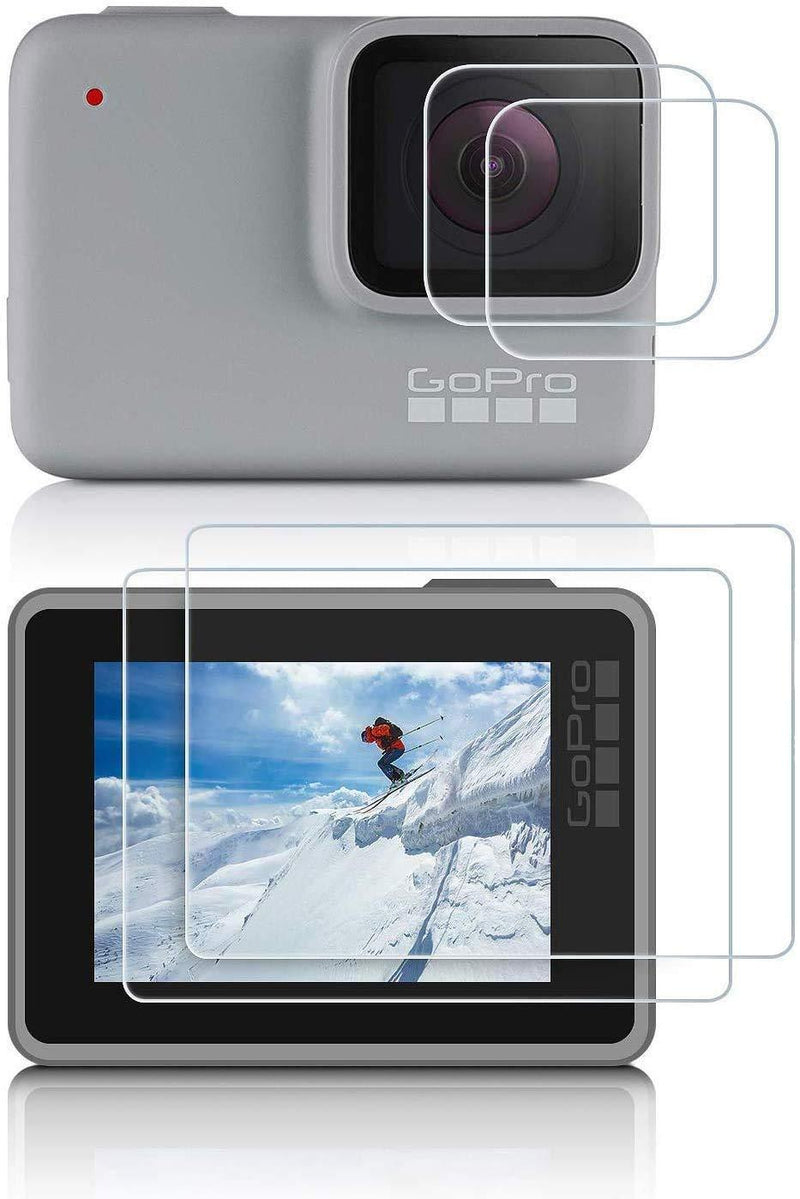 GoPro Hero 7 White Screen Protector for GoPro Hero 7 Silver Waterproof Tempered Glass Lens Film Accessories Kit Upgraded Scratch-resistant Tempered Glass GoPro Screen Protector with Cleaning Cloth Gopro-7