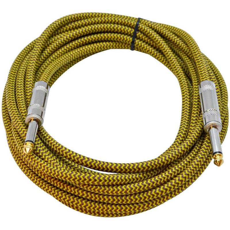 [AUSTRALIA] - Seismic Audio - SAGCSYW-18 - Yellow 18 Foot Woven Cloth Guitar Cable or Instrument Cable - 18' Yellow Tweed Cloth Guitar Cable 