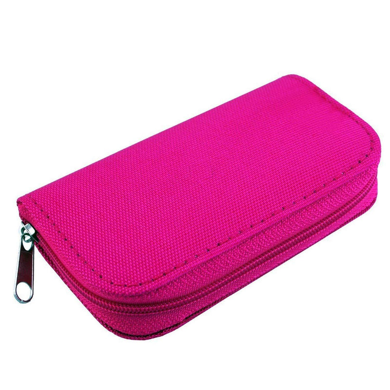 Memory Card Carrying Case - Suitable for SDHC and SD Cards - 8 Pages and 22 Slots -Pink Pink