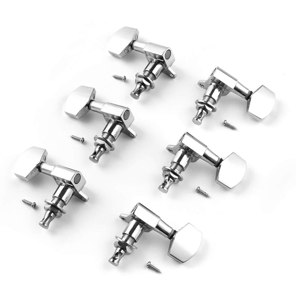 Alice Guitar Tuning Pegs Chrome-Plated Single Sealed Machine Head 6Pcs 3L3R for Acoustic Guitar and Electric Guitar