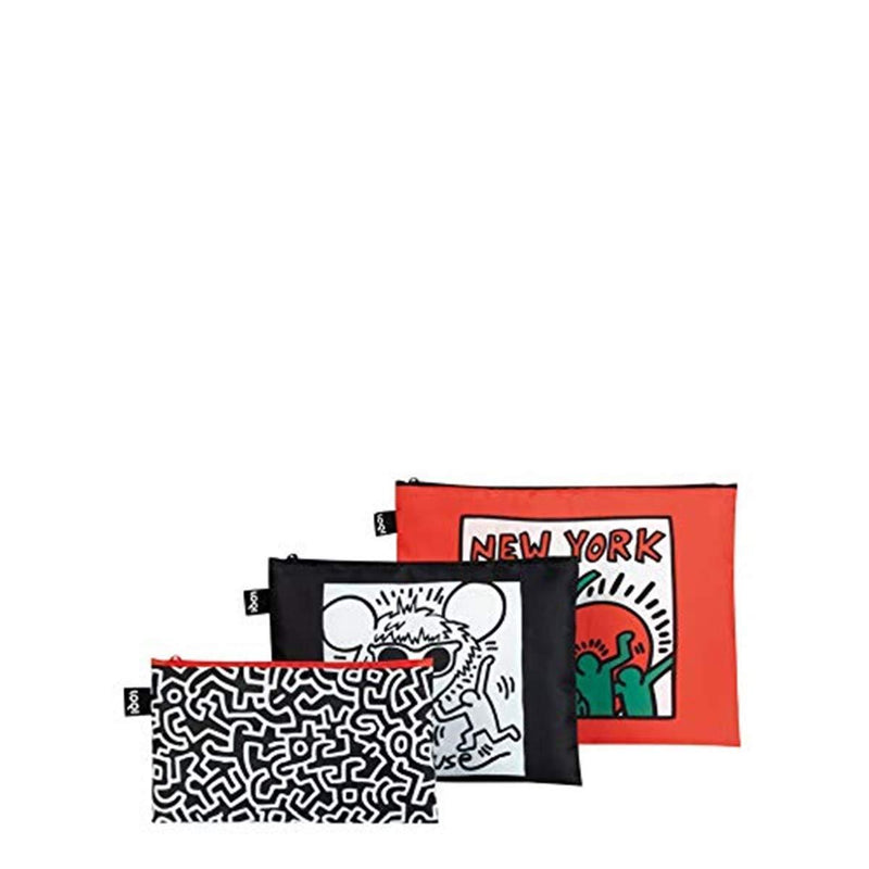 LOQI Museum Keith Haring's New York Zip Pockets, Set of 3