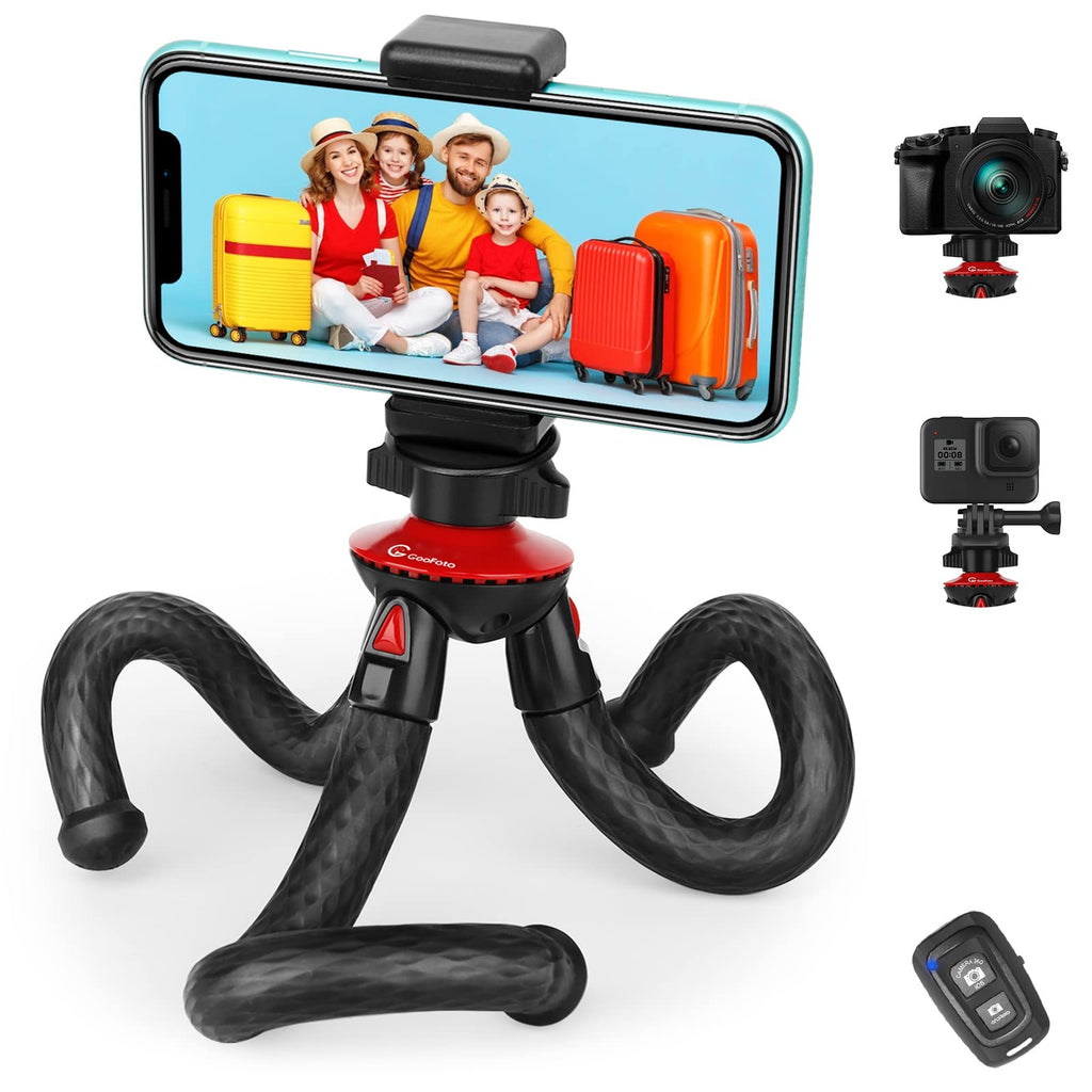 Phone Tripod, GooFoto Flexible Tripod for iPhone with Wireless Remote, Premium Smartphone/Camera Tripod, Mini Vlogging Tripod Stand Holder Compatible with iPhone, Android/Samsung Phone