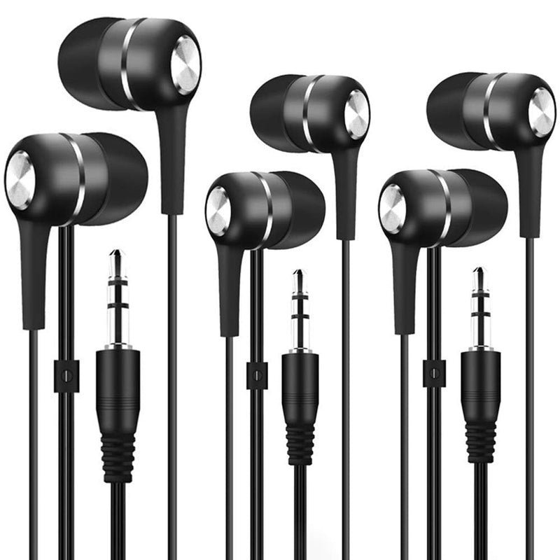 Bulk Earbuds Headphones Wholesale Earphones 50 Pack, Factorymall Low Cost Earbuds Disposable Ear Buds Bulk Headphones for School Classroom Students Kids-(Black)
