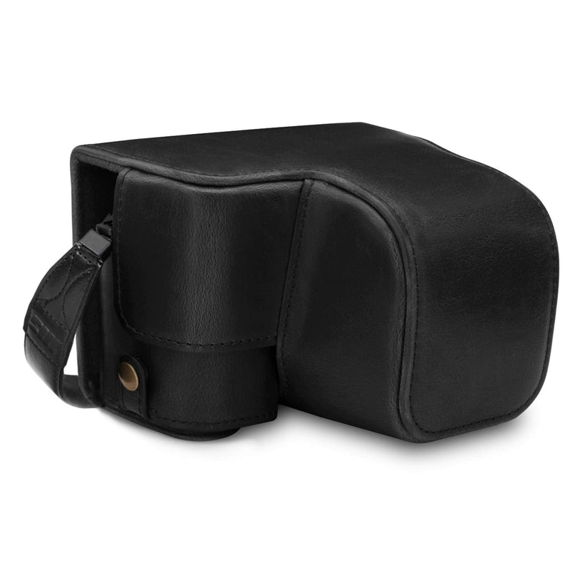 MegaGear Ever Ready Leather Camera Case Compatible with Sony Alpha A6100, A6400 (16-50mm) Black