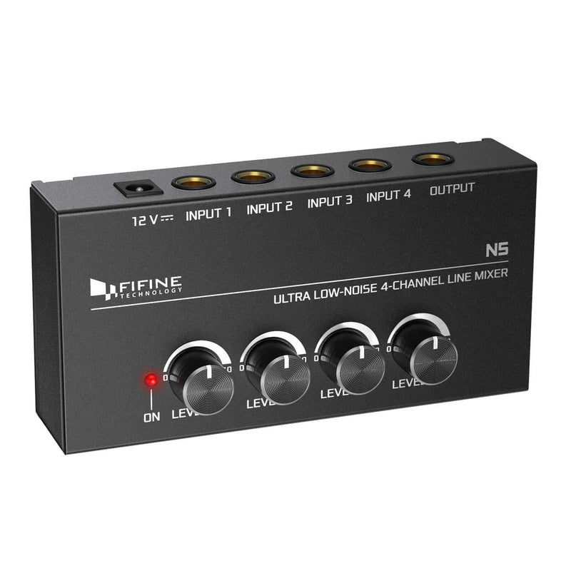 [AUSTRALIA] - FIFINE Ultra Low-Noise 4-Channel Line Mixer for Sub-Mixing,4 Stereo Channel Mini Audio Mixer with AC adapter.Ideal for Small Club or Bar. As Microphones,Guitars,Bass,Keyboards or Stage Sub Mixer-N5 