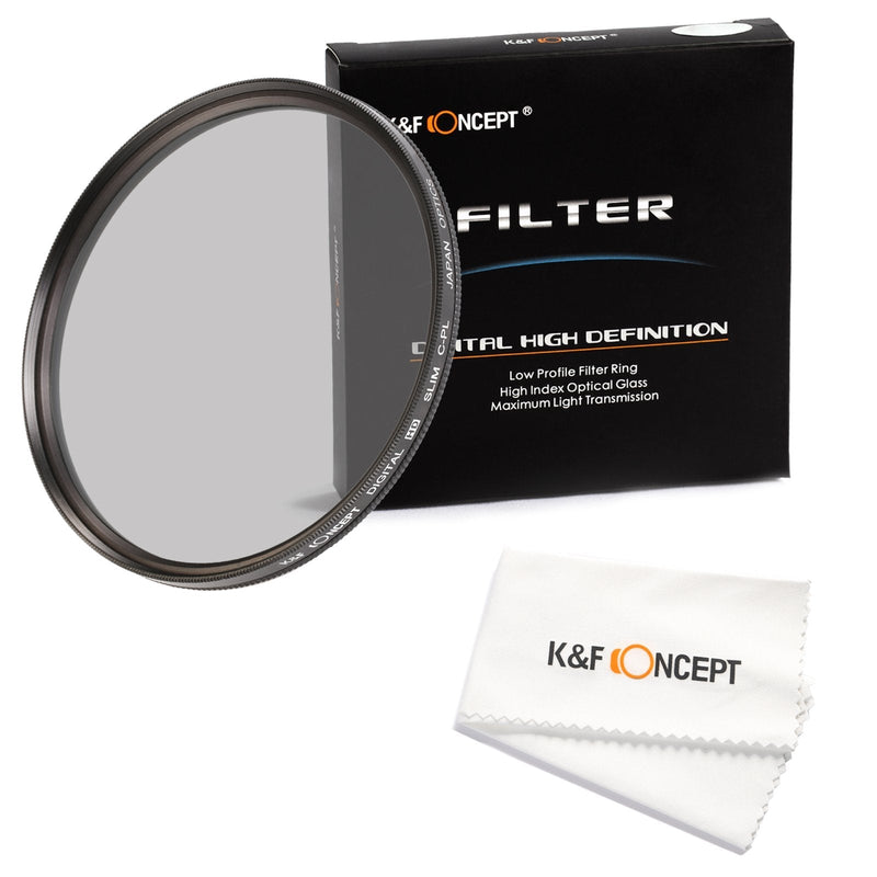 49mm Polarizing Filter, K&F Concept Circular Polarizer 49mm Super Slim Multi Coated Glass CPL Filter Compatible with Canon Nikon Digital Camera Lens + Microfiber Cleaning Cloth