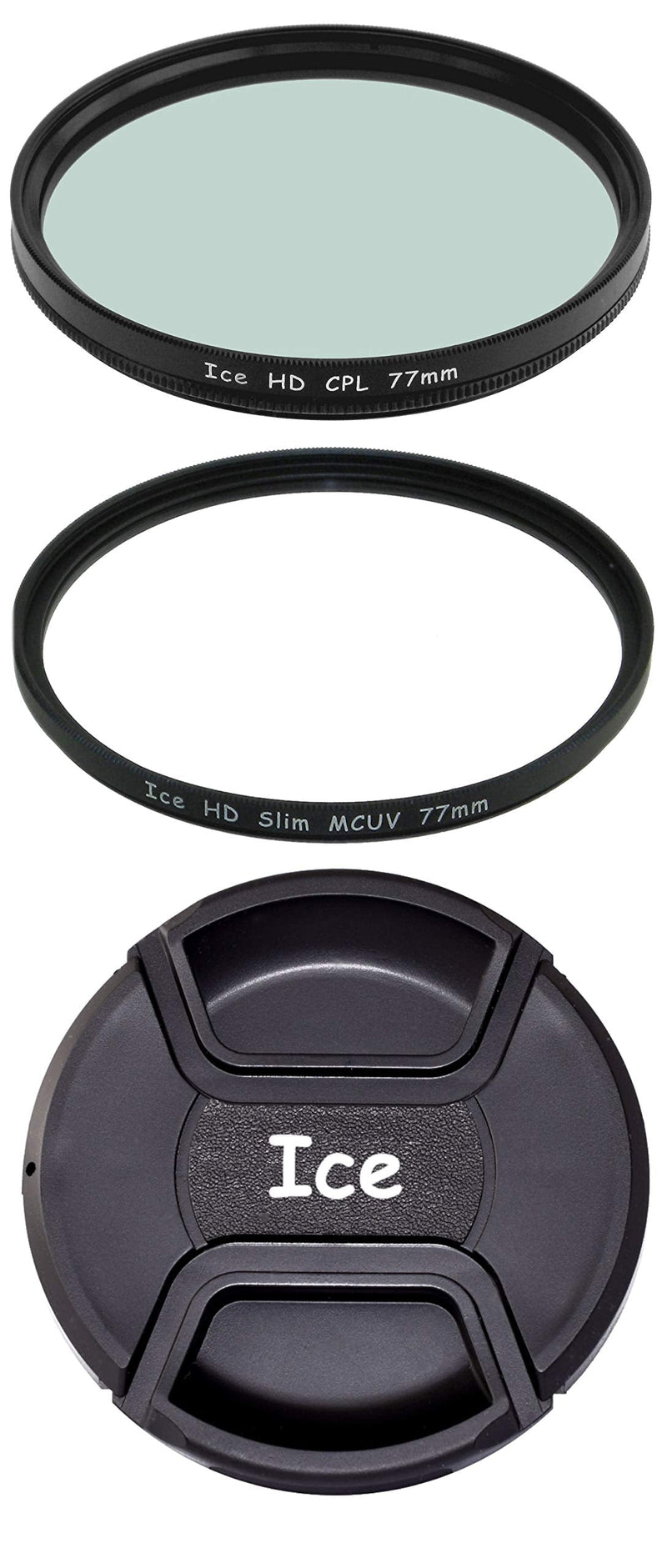 ICE 77mm Filter Set HD MC UV & CPL & Lens Cap 77 Multi-Coated