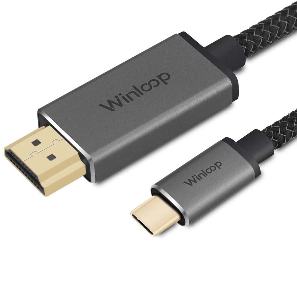 USB C to HDMI Cable (4K@60Hz),Winloop USB 3.1 Type C to HDMI Cable Thunderbolt 3 compatible with MacBook Pro 2019/2018, iPad Pro 2018/Surface Book 2(6ft, Space Grey) 6ft