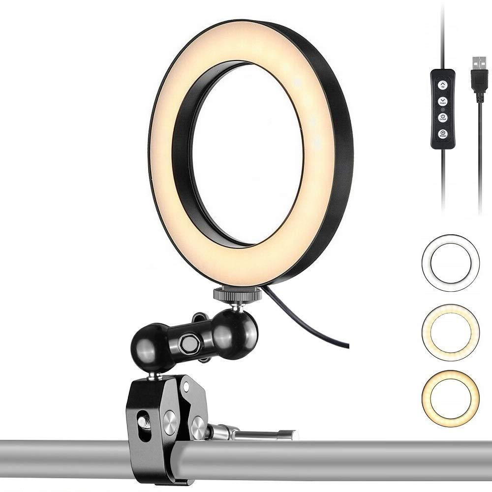 Streaming Light,Portable Ring Light 6'' USB with Clamp Mount for YouTube,Drawing,Calligraphy,Photography,Makeup,Reading - Acetaken
