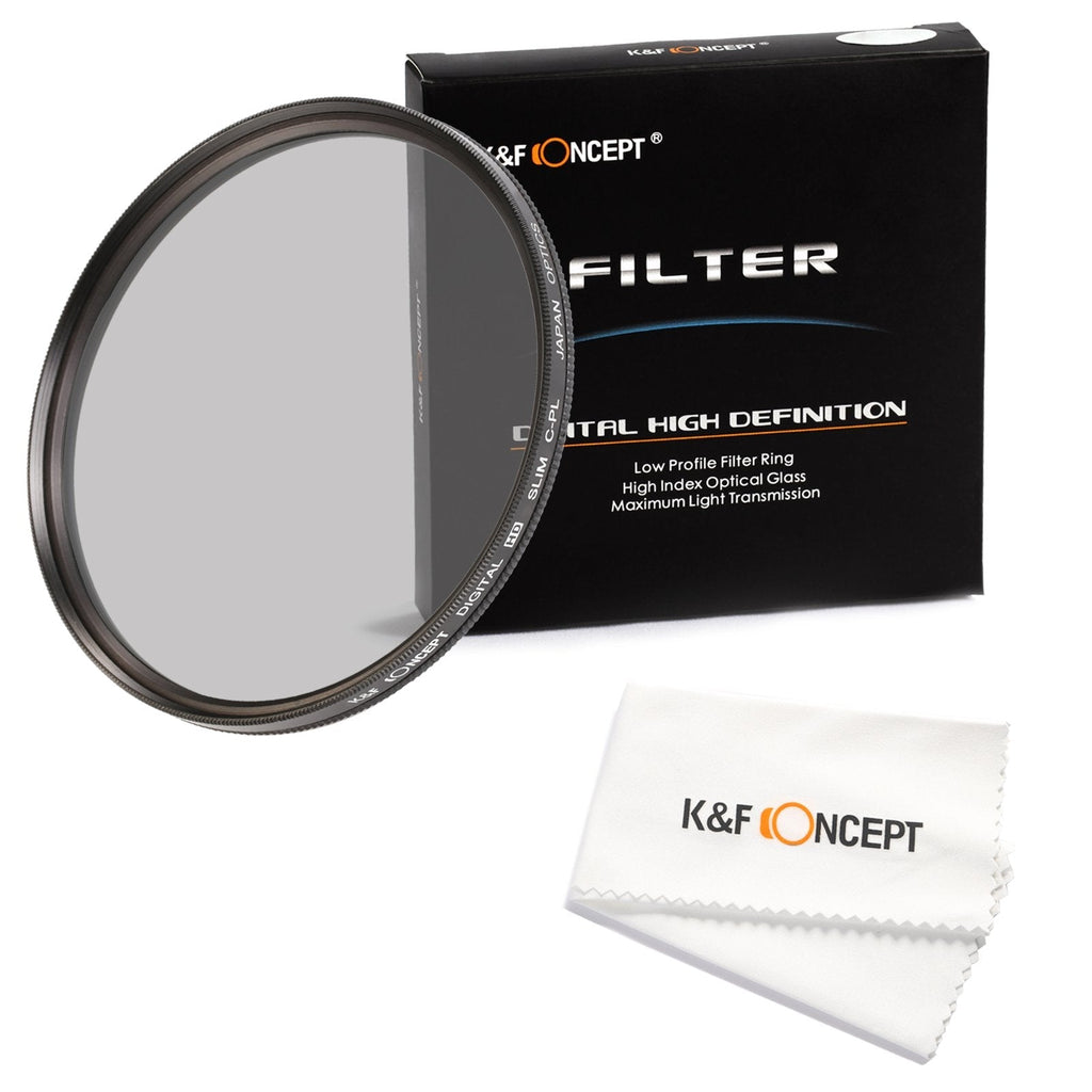40.5mm Polarizing Filter, K&F Concept Circular Polarizer 40.5mm Super Slim Multi Coated Glass CPL Filter Compatible with Canon Nikon Digital Camera Lens + Microfiber Cleaning Cloth