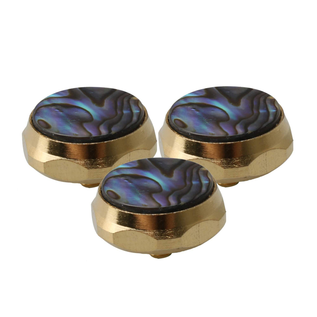 Yibuy 3pcs Trumpets Finger Buttons Alloy Silver with Abalone Shell Inlay
