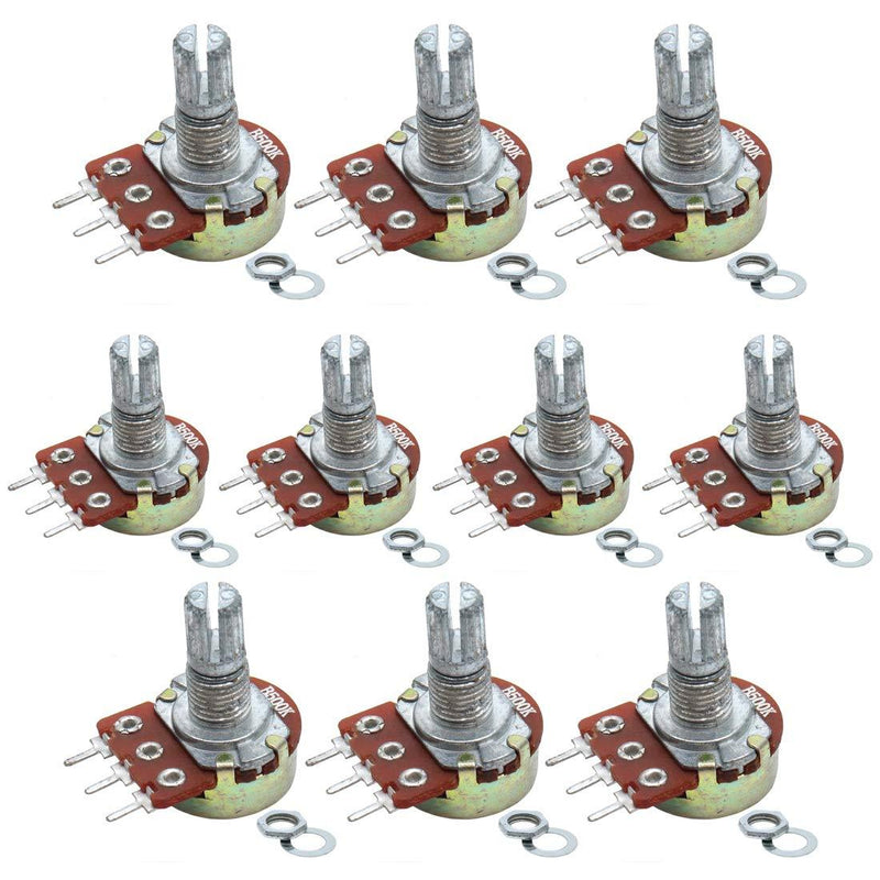 Timiy Guitar Bass Potentiometers B500K Straight Audio Volume Switch 10-Pack