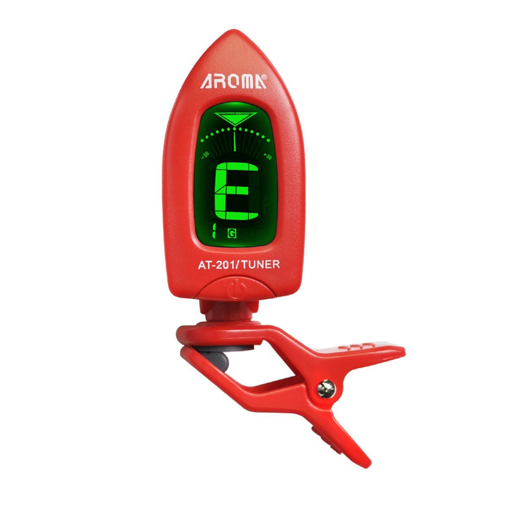 Guitar Tuner Ukulele Tuner Clip on for Ukelele Bass Violin Instrument Chromatic Tuning, 360 Degree Rotating Battery Included, Auto Power Off (Red-1) Red