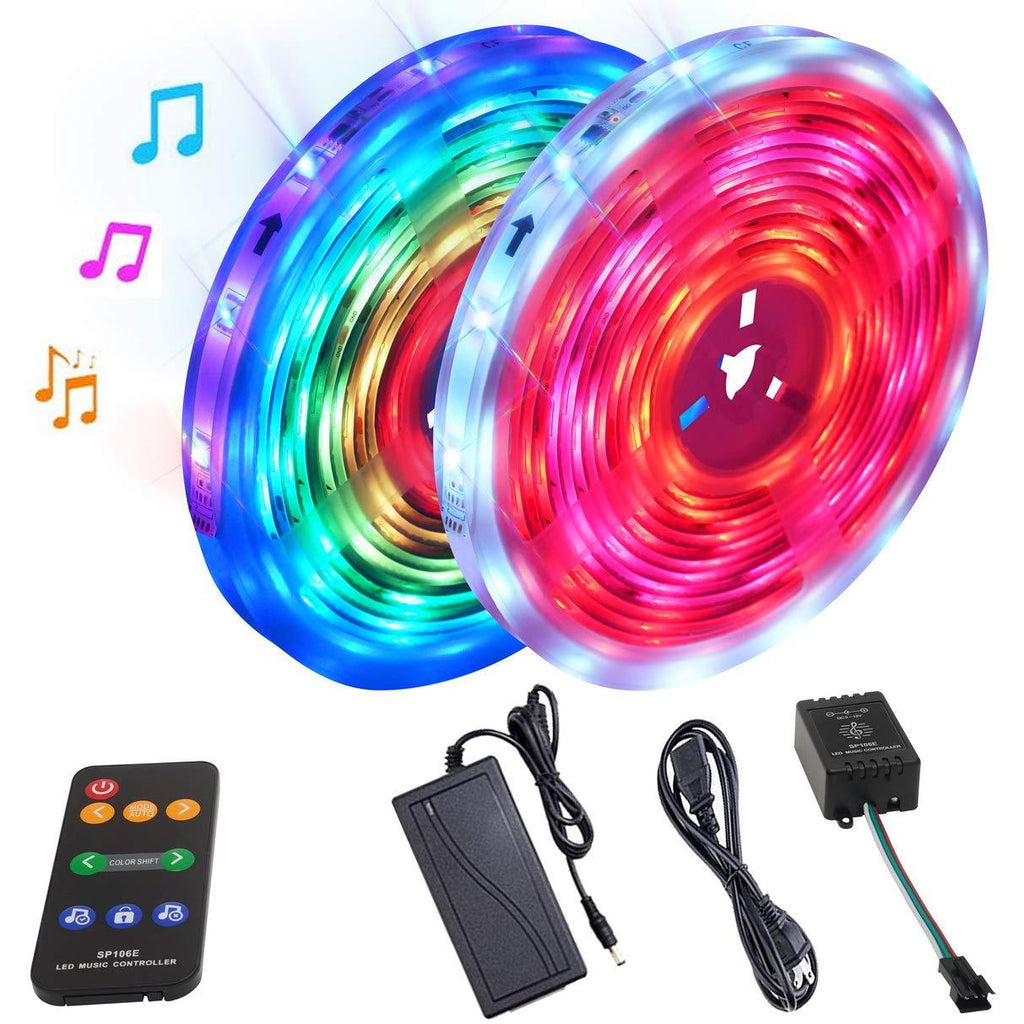 [AUSTRALIA] - VTAO 32.8ft/10m Music Sync Led Strip Lights, Dream Color Ws2811 IC RGB 300Leds SMD5050 Flexible Strip Light with Remote, Color Changing Led Strip Chasing Effect for Home Kitchen Party 