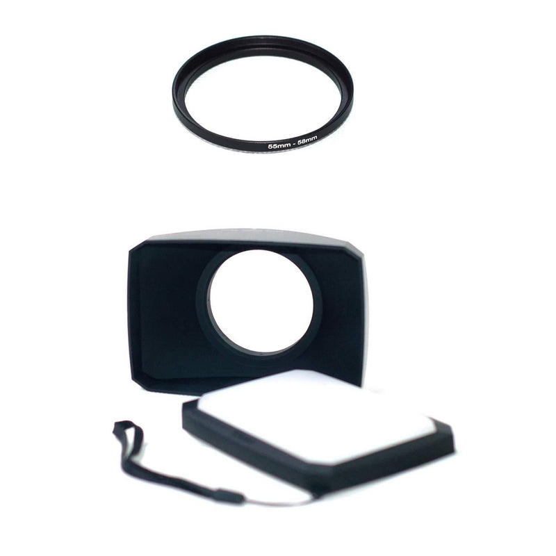 55-58mm Step Up Ring + 58mm 16:9 Wide Angle Lens Hood Compatible for Sony FDR-AX40 FDR-AX53 AX55 Camcorder Camera Accessories