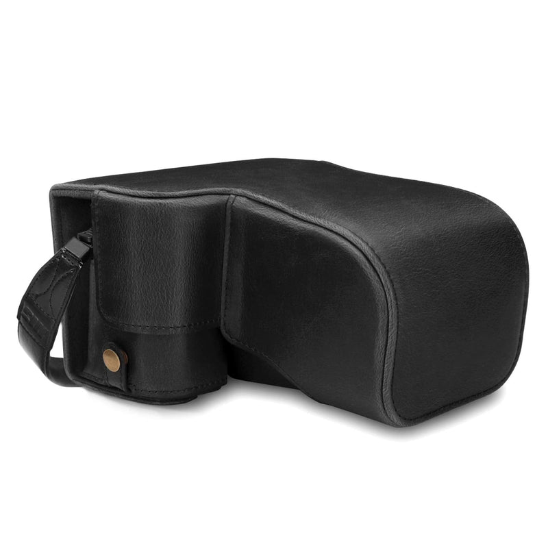MegaGear Ever Ready Leather Camera Case Compatible with Sony Alpha A6100, A6400 (18-135mm) Black