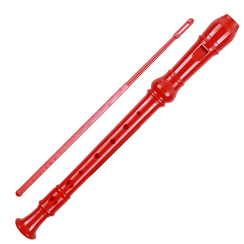 Soprano Recorder Descant Flauta Recorder 8 Hole ABS Clarinet German Style Treble flute C Key for Kids Children With Fingering Chart Instructions with Cleaning Rod Bag Red