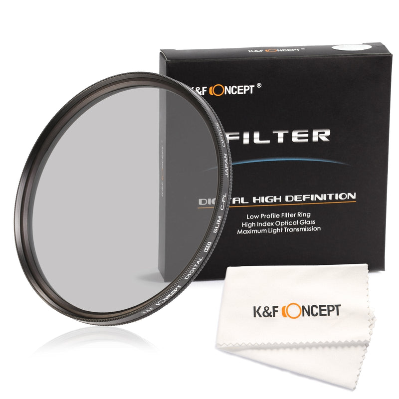 58mm Polarizing Filter, K&F Concept Circular Polarizer 58mm Super Slim Multi Coated Glass CPL Filter Compatible with Canon Nikon Digital Camera Lens + Microfiber Cleaning Cloth